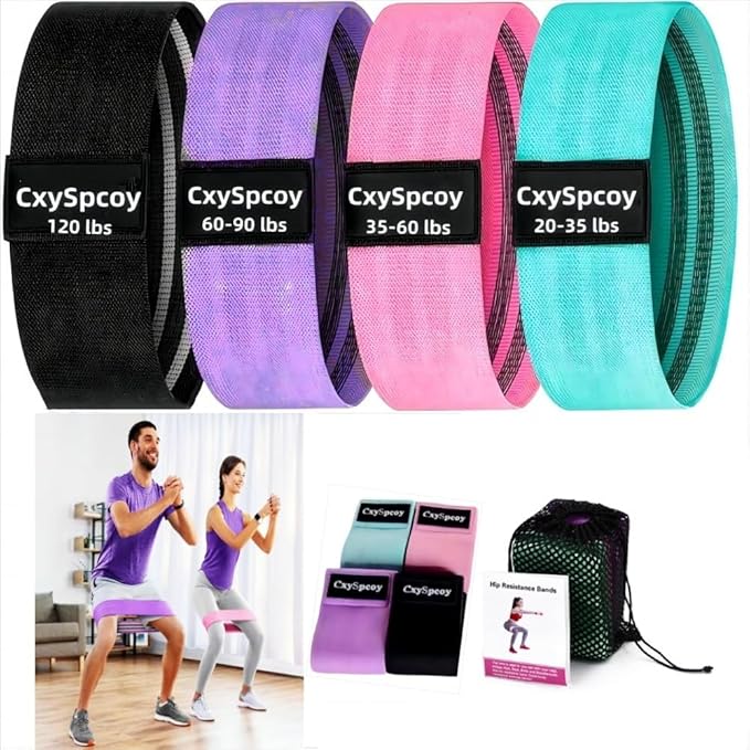 CxySpcoy 4 Levels Booty Resistance Bands Upgrade for HIPS & Thigh Glutes, Pilates, Leg Butt Stretch Upgrade for Women and ...
