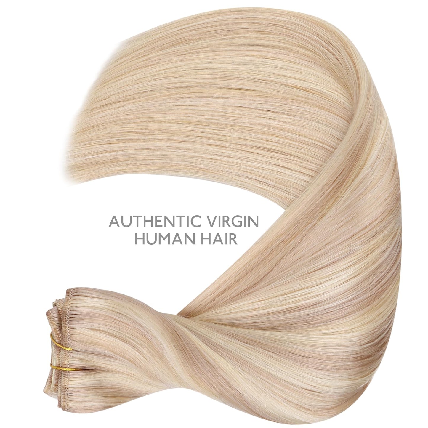 WENNALIFE Clip in Hair Extensions Real Human Hair, 20 Inch 120g 7pcs Balayage Light Wheat Platinum Blonde Remy Hair Straight Nat
