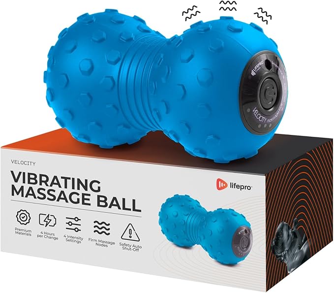 Lifepro 4-Speed Vibrating Massage Ball - Peanut Massager and Vibrating Foam Roller for Fitness, Mobility, and Relaxation -...