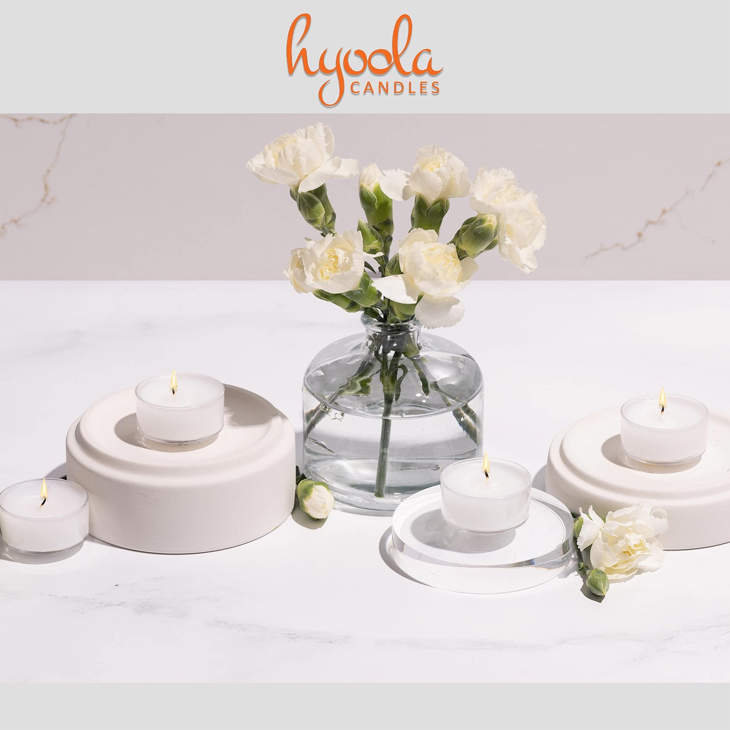 Hyoola Scented Tealight Candles - 15 Pack - Clear Cup - White - 6 Hour Burn Time - 1.9 Inch - Model H10206