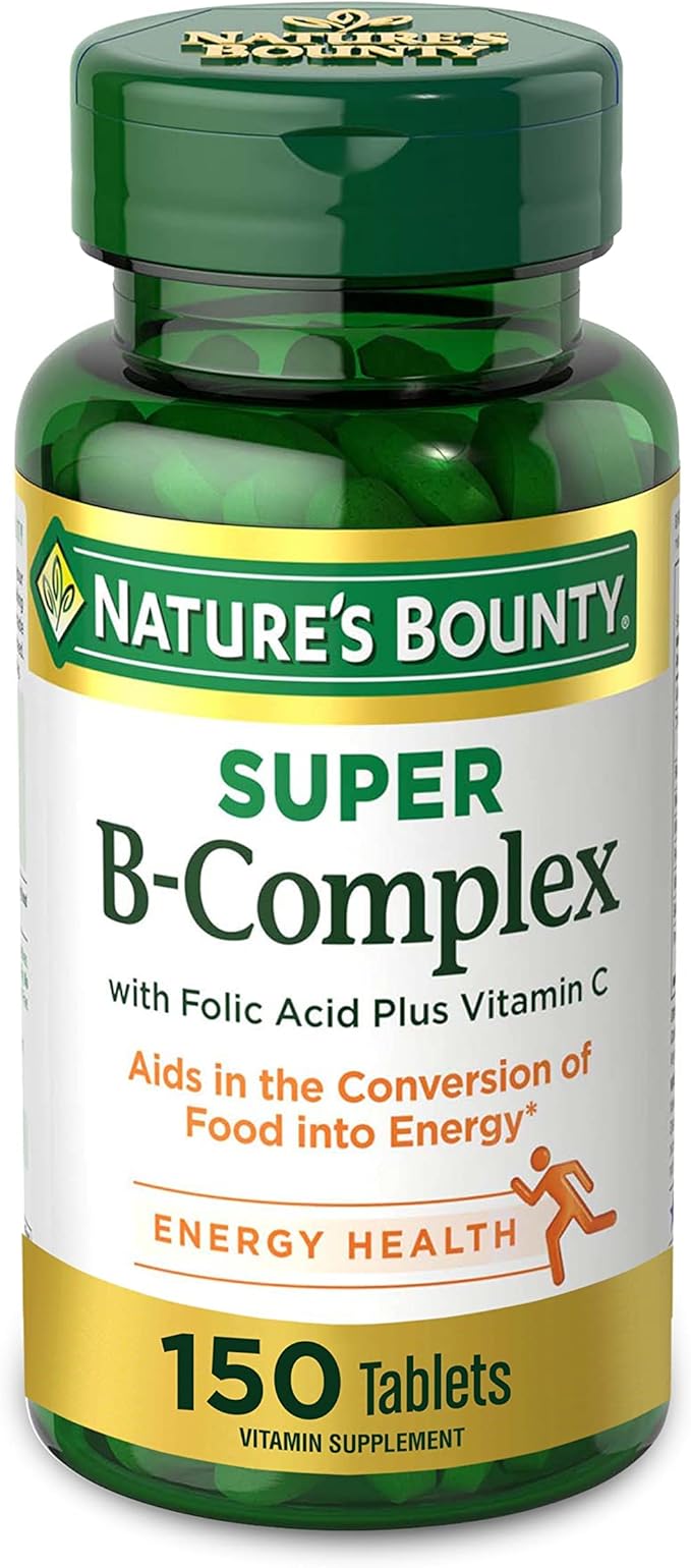 Nature's Bounty Energy & Heart Health Bundle: Super B Complex Vitamins with Vitamin C & Folic Acid (150 count) for Immune & Cellular Support + Fish Oil Omega-3 (1200 Mg, 200 count) for Heart Wellness