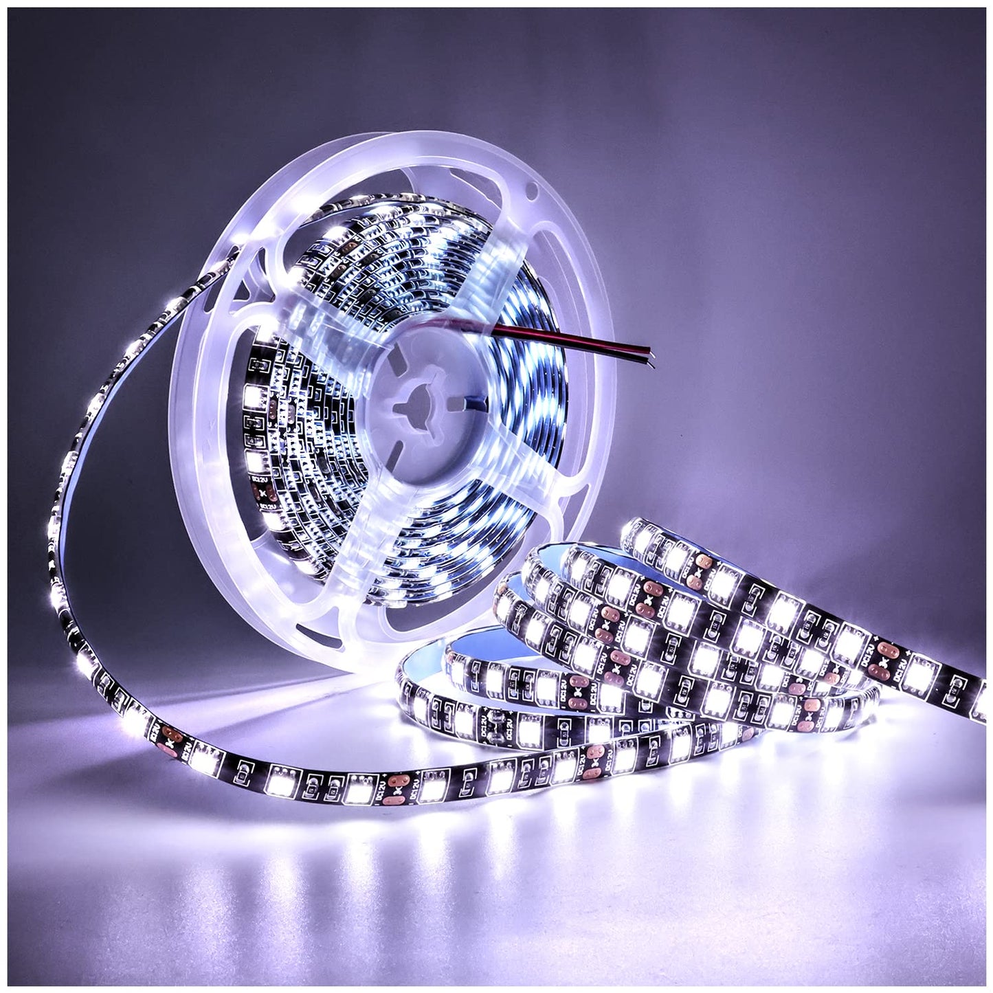 TX 12V LED Strip Light 16.4ft White SMD 5050 IP65 Waterproof Black PCB Model 810