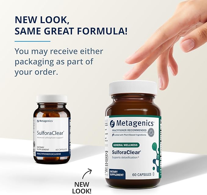 Metagenics SulforaClear - with Broccoli Sprout Extract, Calcium, Phosphorus & Sulforaphane - Non-GMO, Gluten-Free, Vegetarian - 60 Capsules