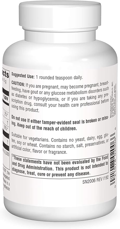 Source Naturals D-Ribose, Enhances ATP Energery* - 100 Grams Powder