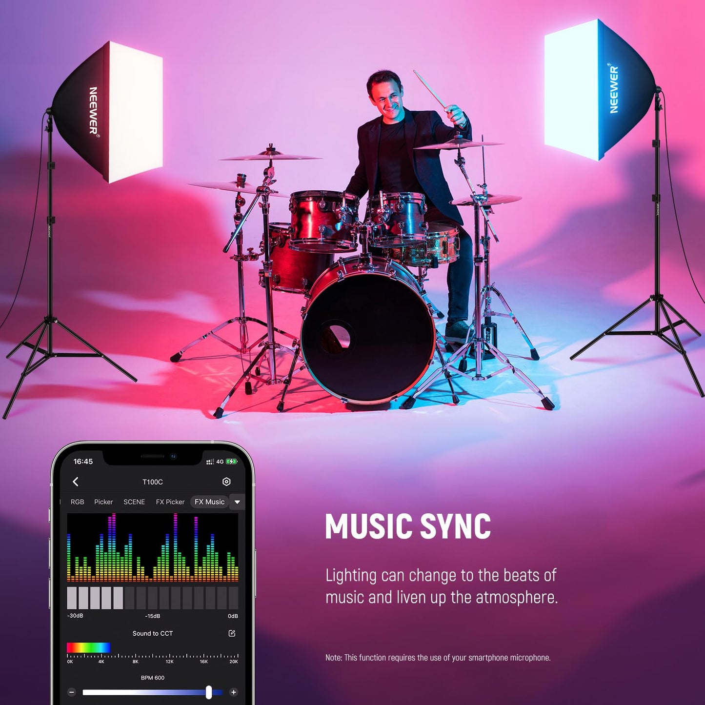 NEEWER RGB Softbox Lighting Kit with App Control & 9 Effect Modes, 2 Pack 26W FCC/IC/UL Certified LED Bulbs CRI93+ TLCI98+, E26 Porcelain Sockets, 24" Softboxes, for Studio Photography Lighting, NK800