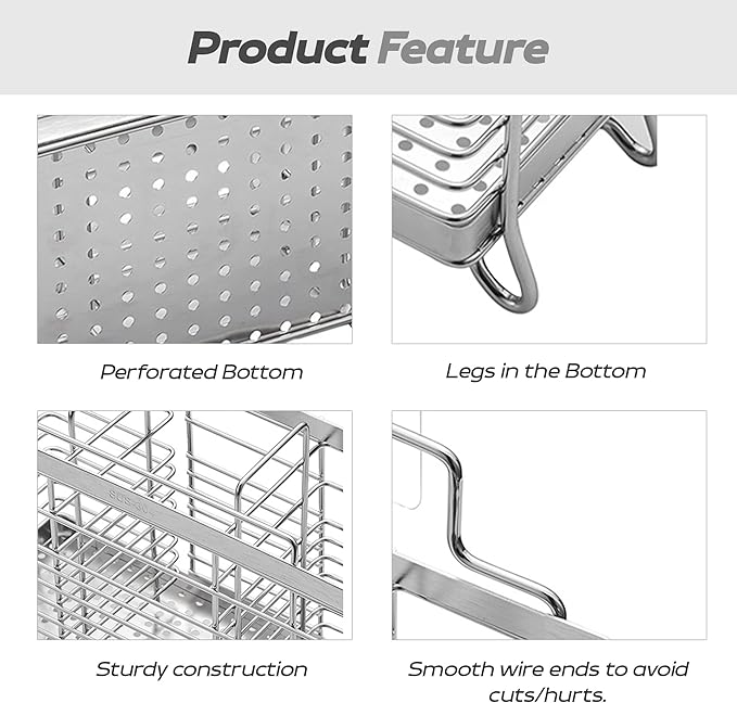 KESOL Utensil Holder Utensil Drying Rack Basket Holder with 3 Divided Compartments, Rust-Resistant