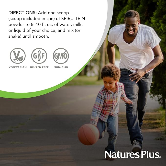 Natures Plus SPIRU-TEIN, Banana - 1.2 lbs - Plant-Based Protein Shake - Non-GMO, Vegetarian, Gluten Free - 16 Servings
