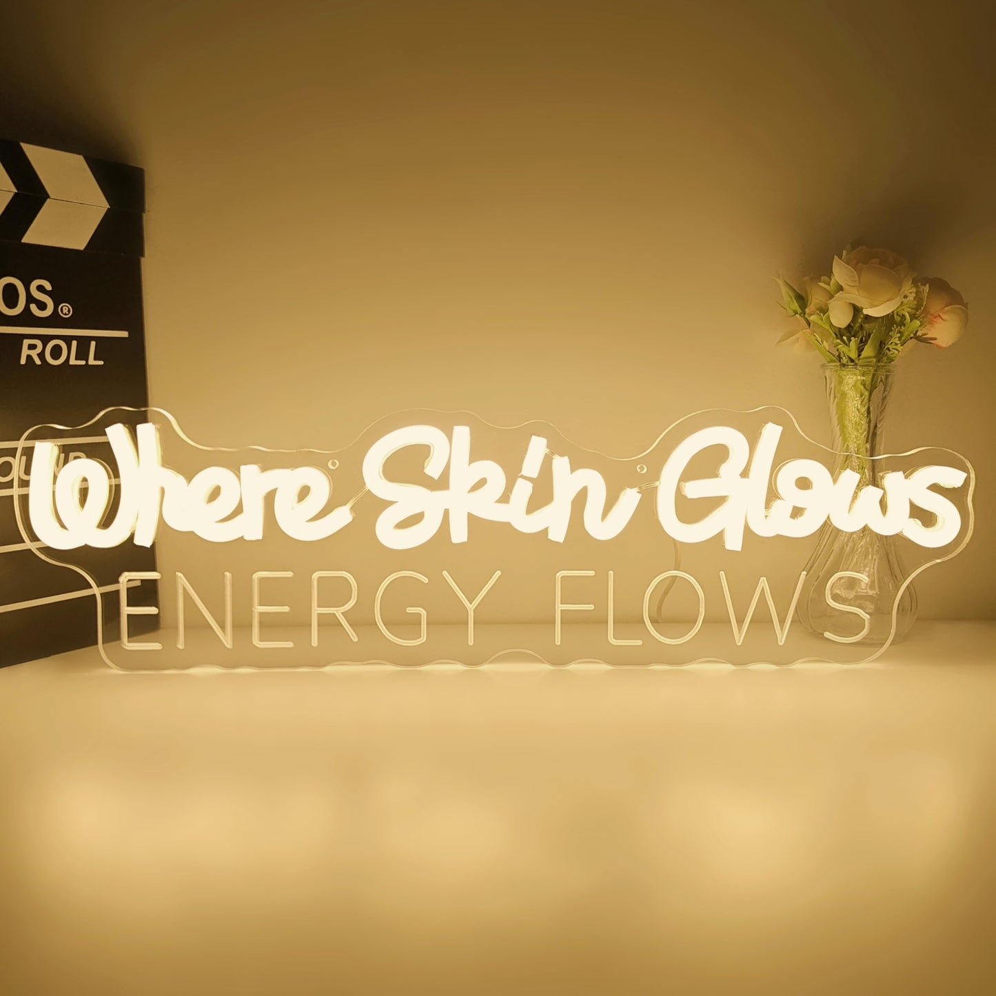Where Skin Glows Energy Flows Neon Sign For Wall Decor Spa Neon Led Sign Dimmable Beauty Salon Neon Light Up Sign For Esthetician Spa Salon Business Beauty Shop Decorations Gift