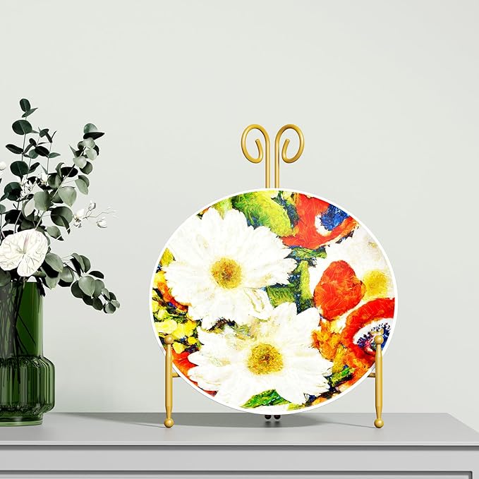 SVENJBB 10 Inch Plate Stands for Display, Gold Metal Frame Holder Stand for Picture and Decorative Plate, Collapsible Easel Display Stand for Platter, Book and Art (2 Pack)