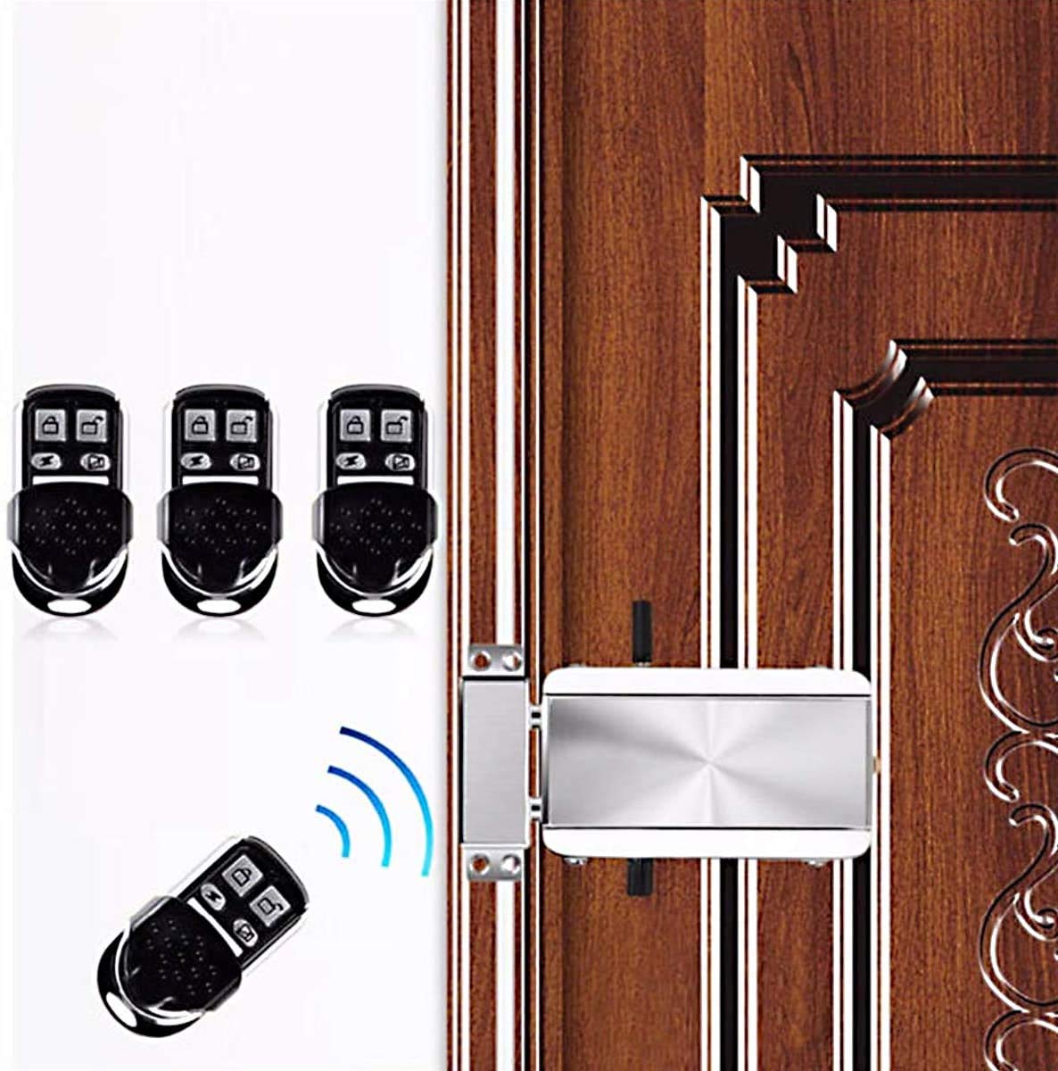 Electronic Deadbolt Door Lock, Smart Wireless Anti-Theft Home Security Keyless Deadbolt Access Control System with 4 Remote Control