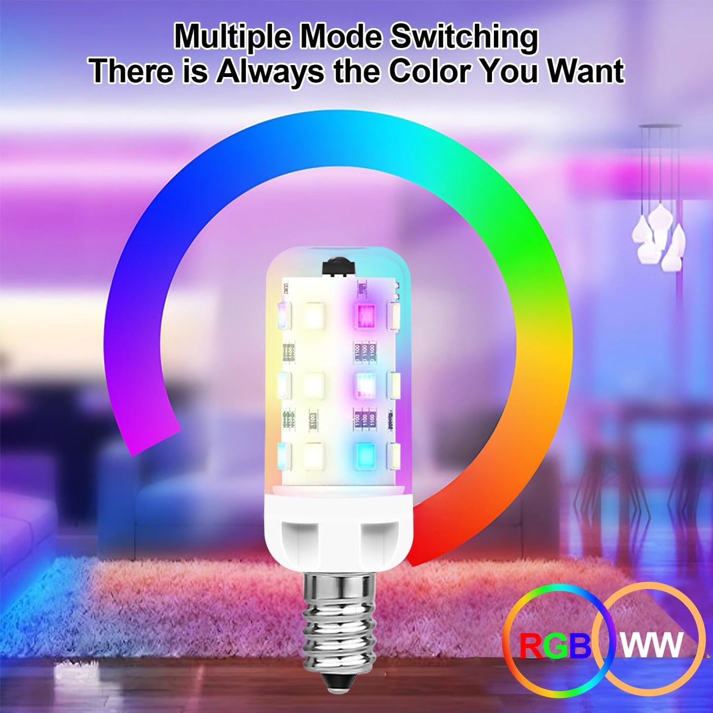 Xrise E12 Led Bulb 2.5W Dimmable Rgb+Warm White Color Changing With Remote Control Equivalent 25W Halogen E12 Base Led Light Bulbs 3000K 250Lm  No Flicker 5 Pack