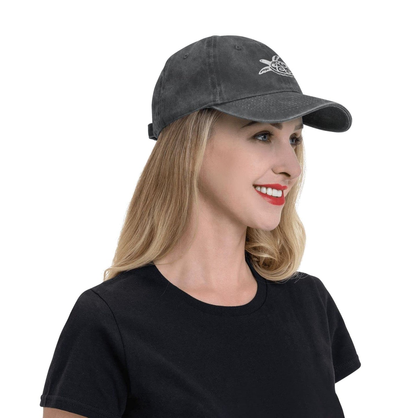 Turtle Baseball Cap Cotton Washed Denim Ball Hat Fashionable Adjustable Tortoise Cap for Men Women