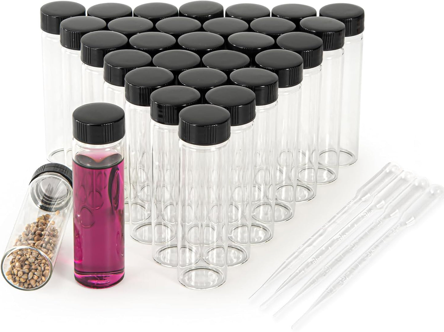 40ml Clear Small Glass Vials 30pcs with Screw Caps(30pcs)
