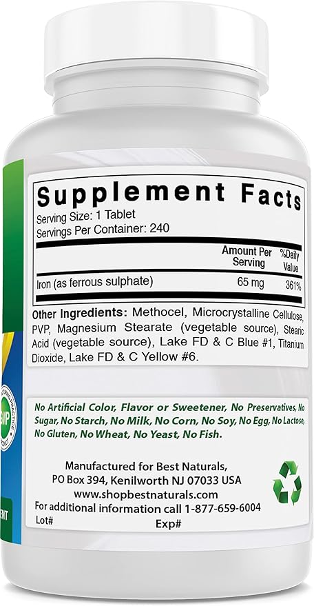 Iron 65 mg & Vitamin B12 6000 mcg