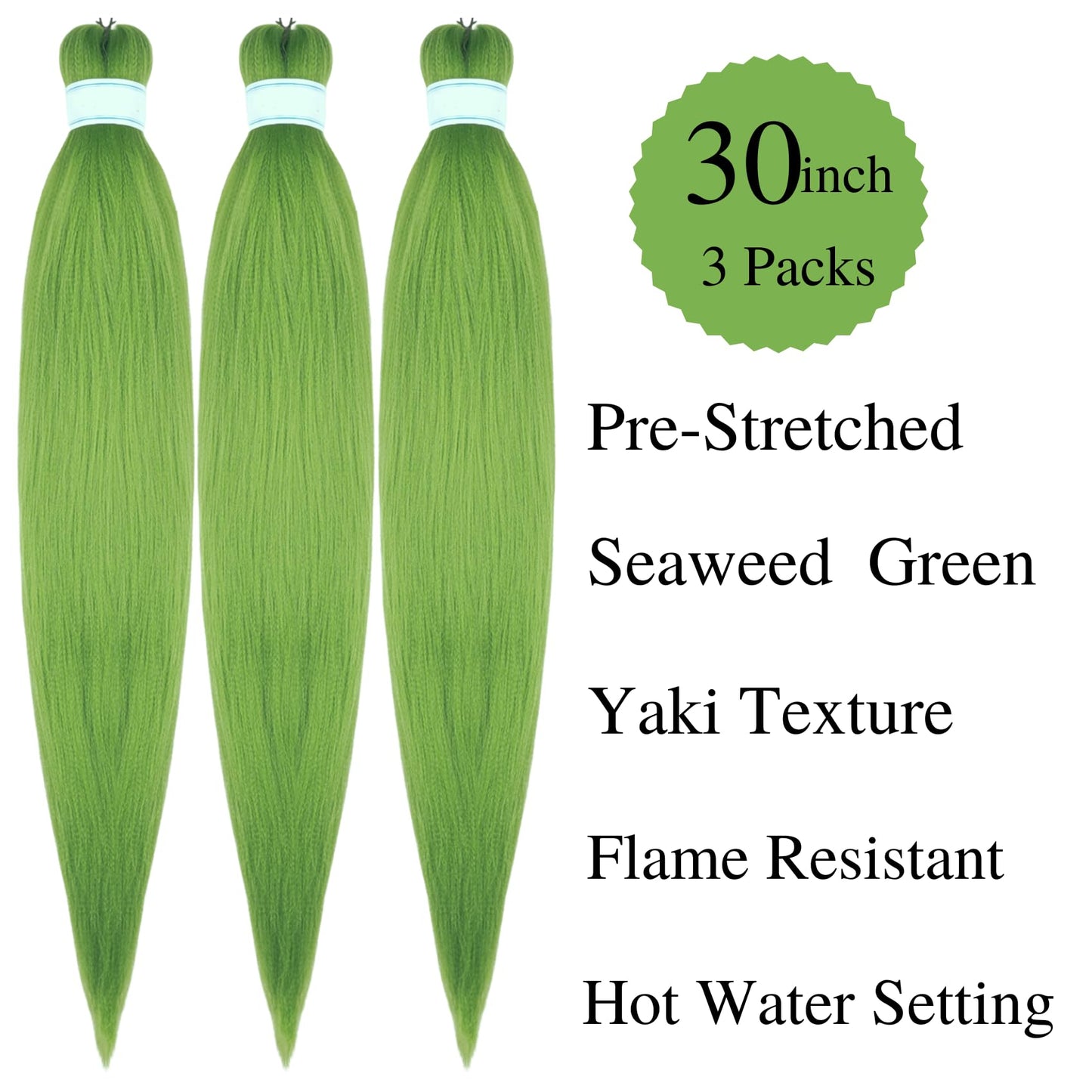 Gozill Braiding Hair Pre stretched Seaweed Green Prestretched Hypoallergenic Braiding Hair Knotless Ez Braid Itch Free Long Synt