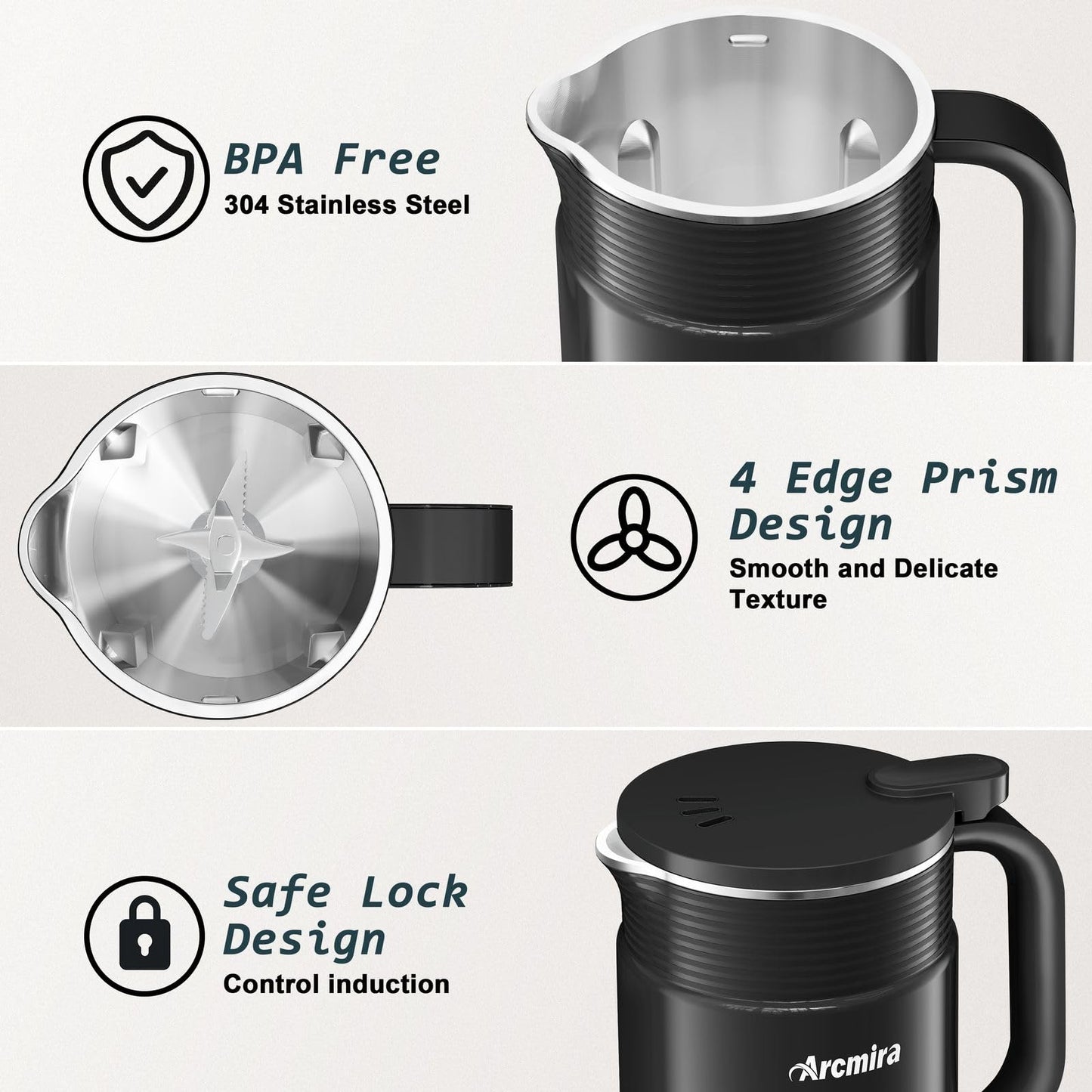 𝟲 𝗶𝗻 𝟭 Nut Milk Maker Machine, 20 oz(600ml) Homemade Almond, Soy, Oat, Plant-Based and Non-Dairy Beverages, Almond Miilk Makerr, Delay Start/Boil Water/Keep Warm, Soy Milk Machine, Nut Milk Bag