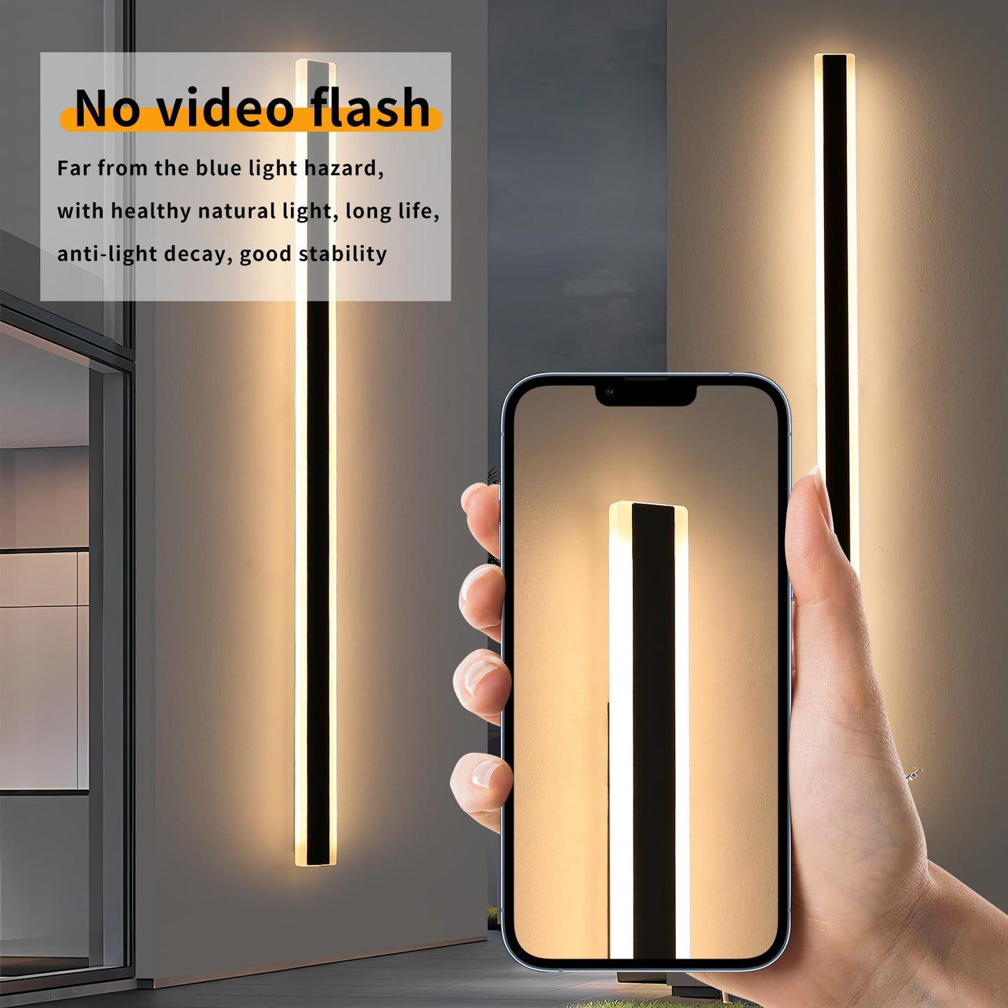 Mikeru 2Pack 71Inch Long Led Wall Light Fixtures  3000K Modern Outdoor Lights Exterior For House Ip65 Waterproof Rust Outdoor Light Fixtures Hardwire Wall Mount Exterior Lighting For Shop Garage