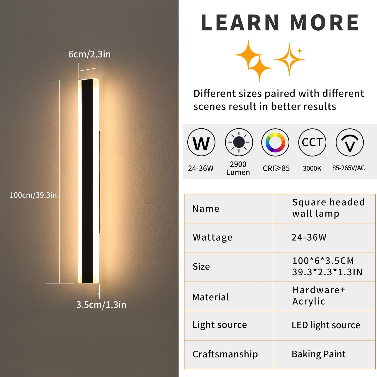 Mikeru 2Pack 39.3Inch Outdoor Wall Light Fixtures  3000K Modern Exterior Lights For House Ip65 Waterproof Rust Outdoor Light Fixtures Hardwire Wall Mount Exterior Lighting For Shop Garage