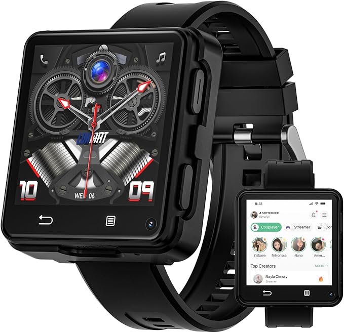 LOKMAT 4G Smart Watch Phone Call, 4GB+64GB Android 11 CPU MTK6761 Smartwatch, 2.64" Large Screen Gaming Watch 1200mAh Typ...