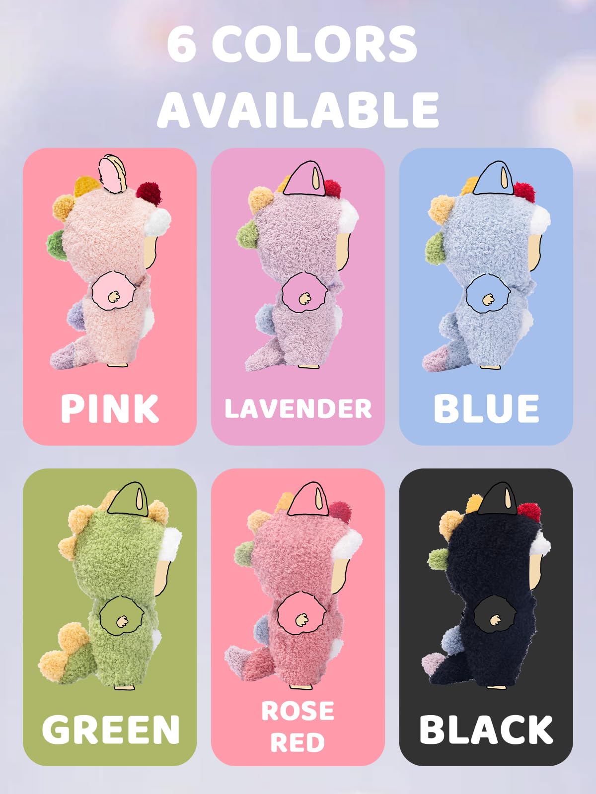 17cm (6.7inch) Doll Clothes, Outfits for Clothes Set, Dino Dolls Keychain Accessories, Faking Animal Style Outfit Jumpsuit Dinosaur Costume for Dolls (Black) (Doll Not Included)