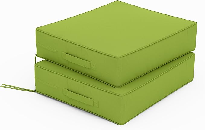 Patio Chair Cushions 18.5 X 16 X 4 Inch Waterproof Outdoor Seat Cushions for Patio Furniture, Outdoor Sofa Couch Pads with Ties & Handle, Set of 2, Grass Green