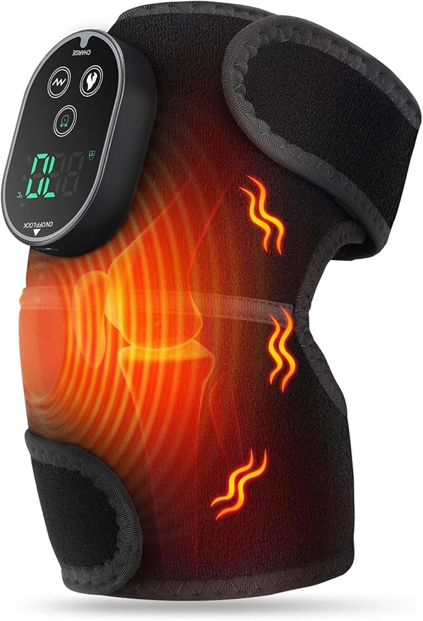 Cordless Knee Massager with Heat, Heating Pad for Knee Shoulder Elbow, Heated Knee Brace for Arthritis, Knee Heating Pad W...