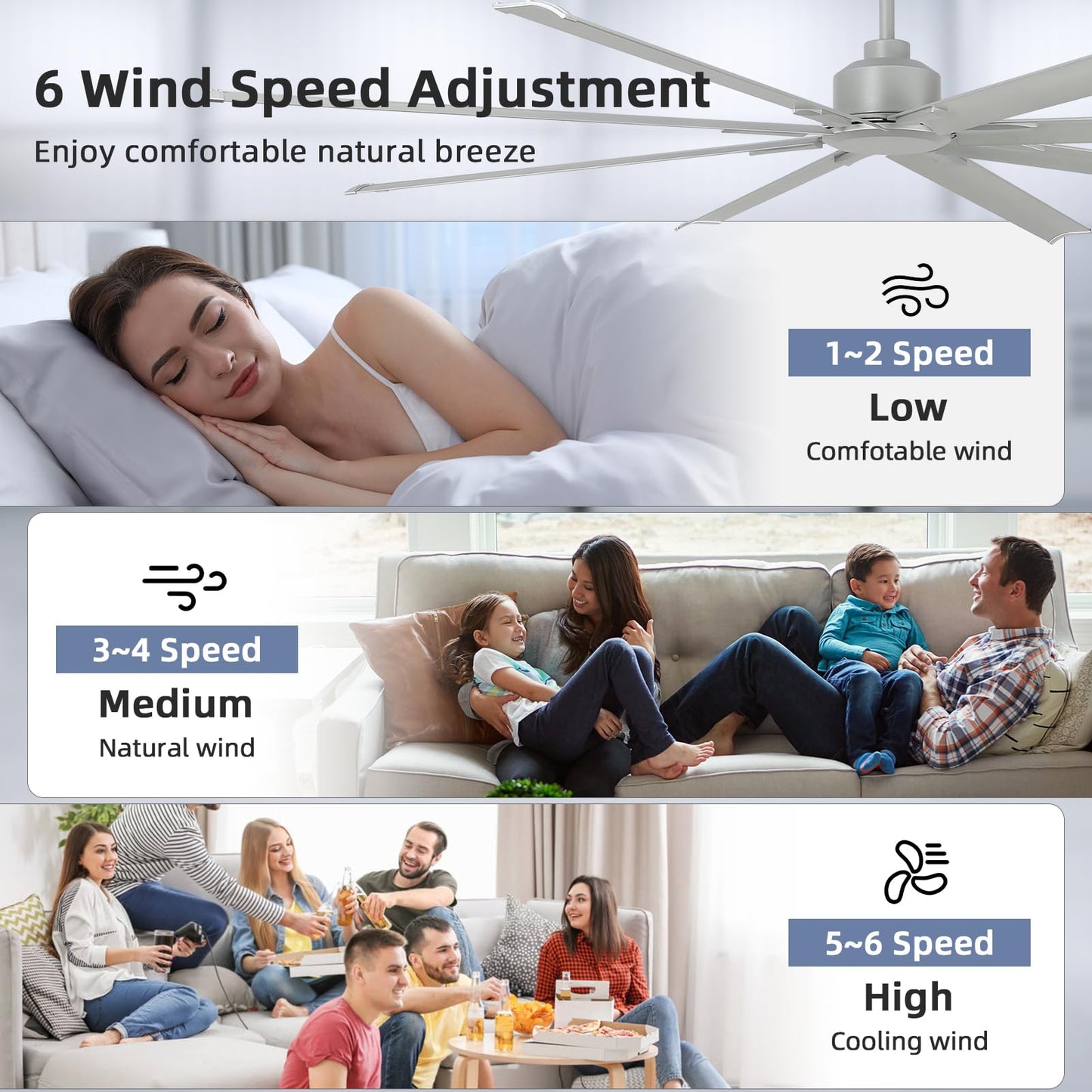 Yyehon 96 Inch Large Industrial Ceiling Fan - Dc Motor Shop Ceiling Fans With Remote Control Home Or Commercial Ceiling Fan For