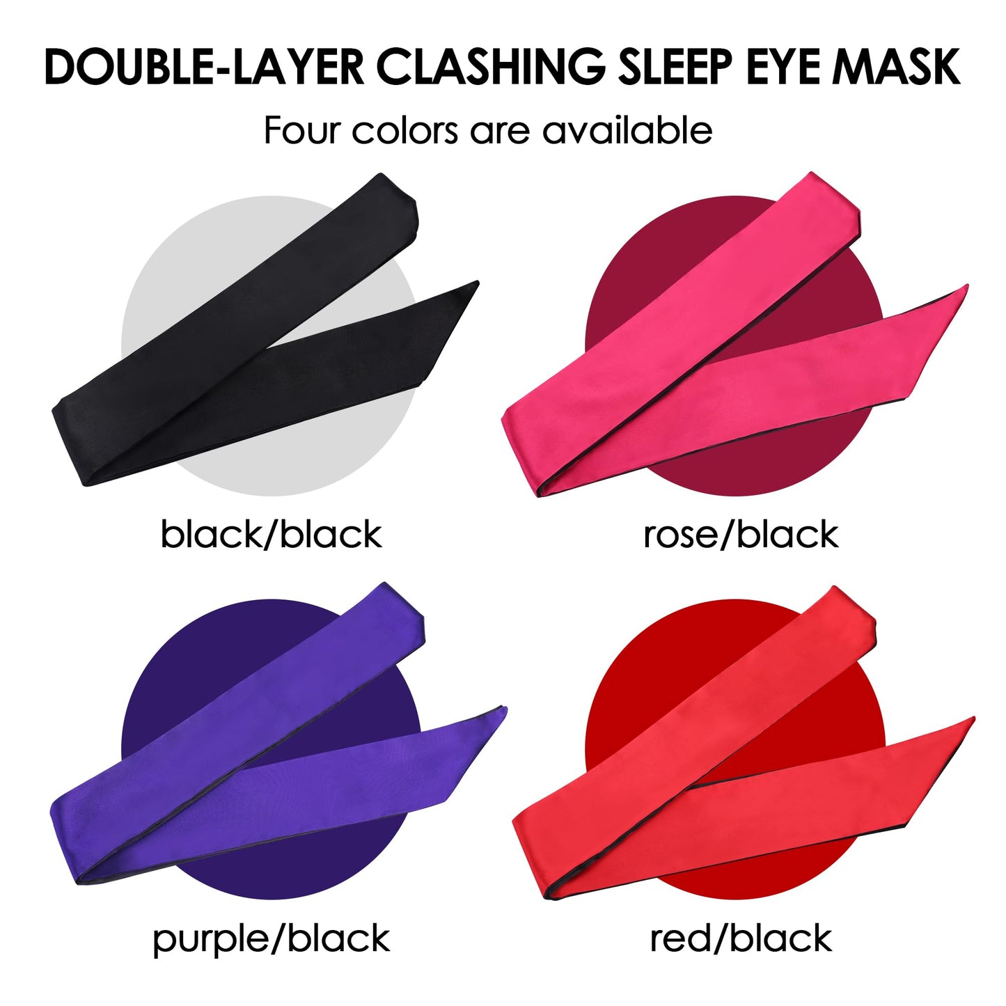 FRESHME Satin Eye Mask Sleeping - Adjustable Eye Shade Soft and Comfortable Satin Eye Blinder Cover for Women Men Night Travel Nap Meditation Valentine's Day Gift 160cm/63in Black and Red