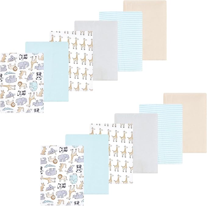 Luvable Friends Hudson Baby Flannel Burp Cloths 12pk, Kangaroo Pastel
