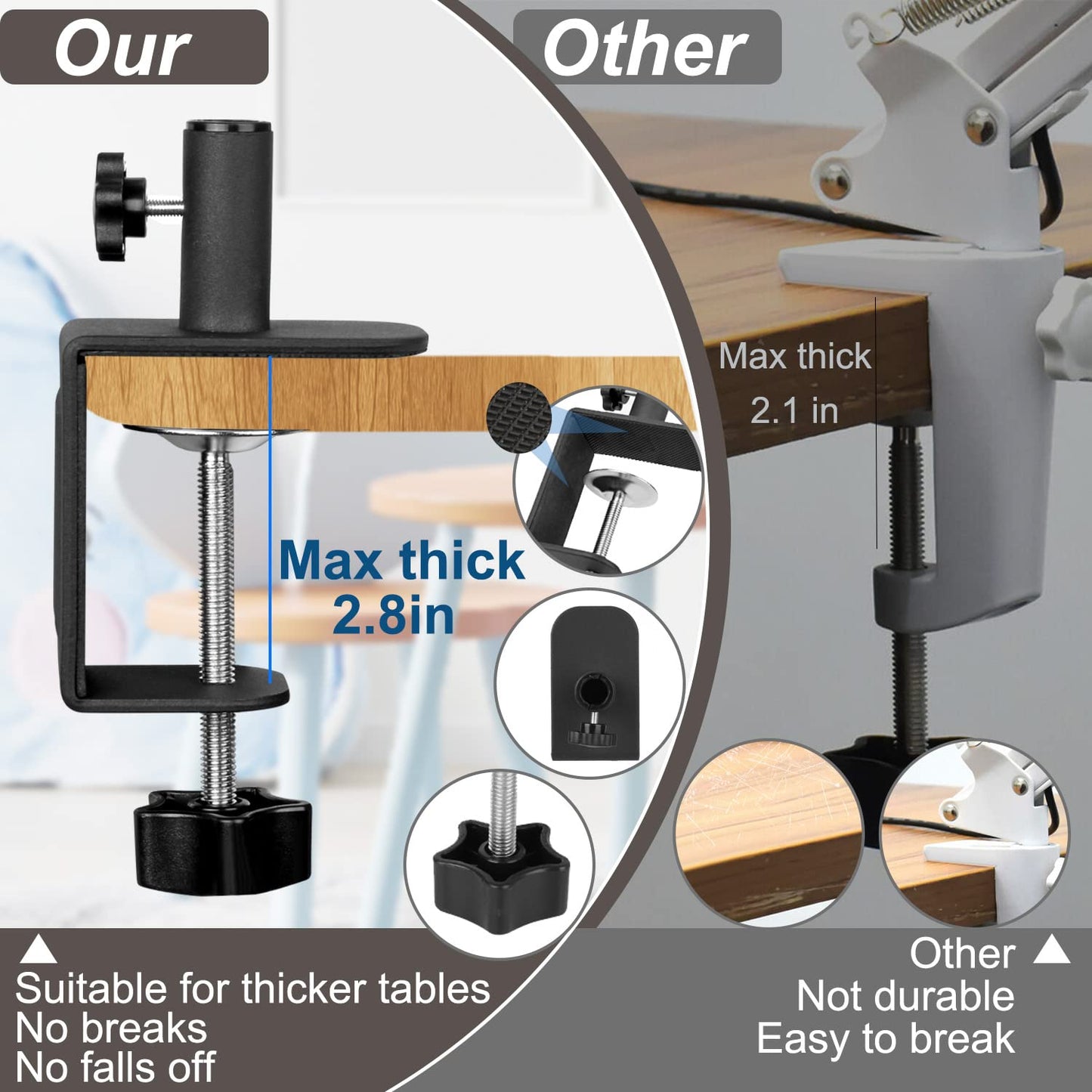 Veemagni 5 Inch Magnifying Glass With Light, 8X Magnifier, Stepless Dimmable, Black, Model Z8-118, Hands-Free Desk Lamp