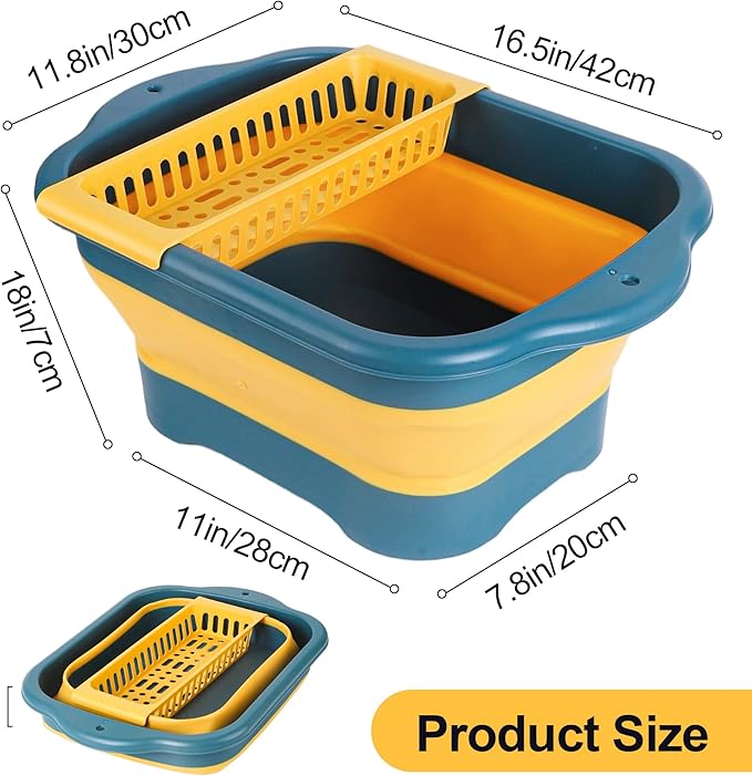 Collapsible Dish Basin Colander for Kitchen,Portable Bucket Camping Sink 2.9 Gallon (11L) (Pink)