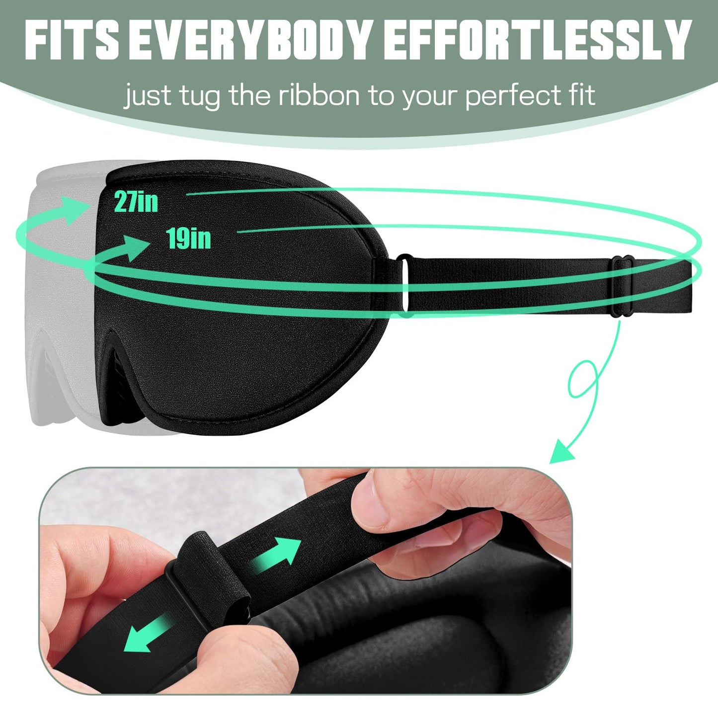 Sleep Mask for Side Sleeper Men Women | Zero Eye Pressure 3D, Light Blocking Design, Soft Breathable Eye Shade Cover for Travel, Black