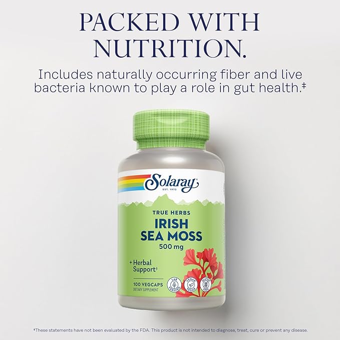 SOLARAY Irish Sea Moss and Total Cleanse Uric Acid - Wellness and Joint Health Bundle w/Naturally Occurring Vitamins, Minerals, Live Bacteria, Plus Tart Cherry, Turmeric and Celery Seed, 100/60ct
