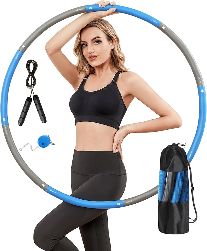 Phobby Weighted Exercise Hoop for Adults, 2.2lb Detachable Fitness Hoop, Adjustable Hoop with Jump Rope, Tape Measure and ...