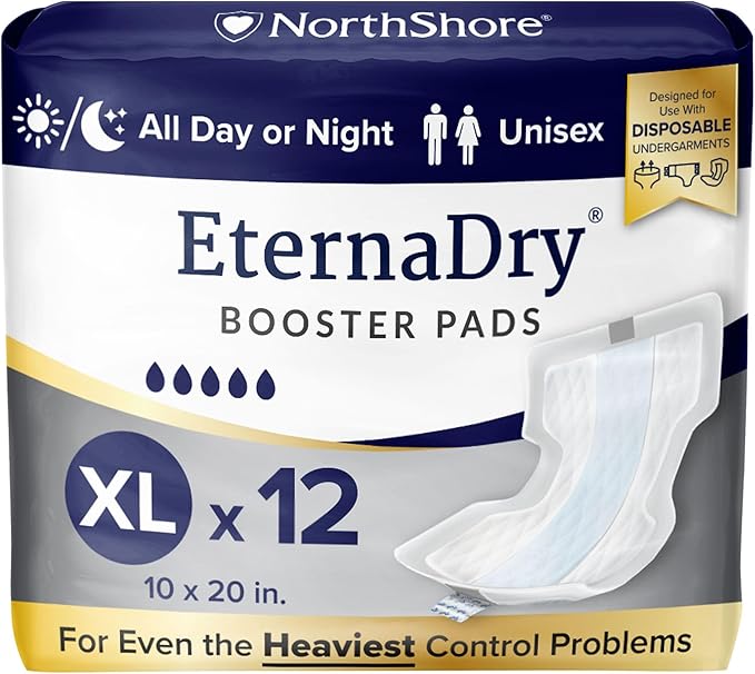 NorthShore Booster Pads for Men and Women with Adhesive, X-Large, Pack/12