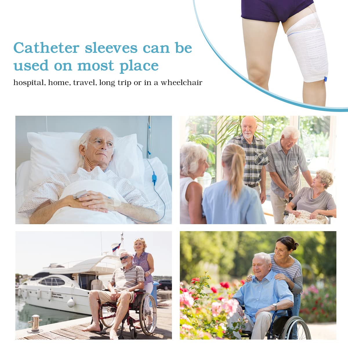 Catheter Leg Bag Holder 2 Count Fabric Catheter Sleeves Urine Leg Bag Holder - Urinary Drainage Bag Stay in Place Urine Bags for Legs Foley Catheter Bag Holder Strap for Men or Women Wheelchairs (M)