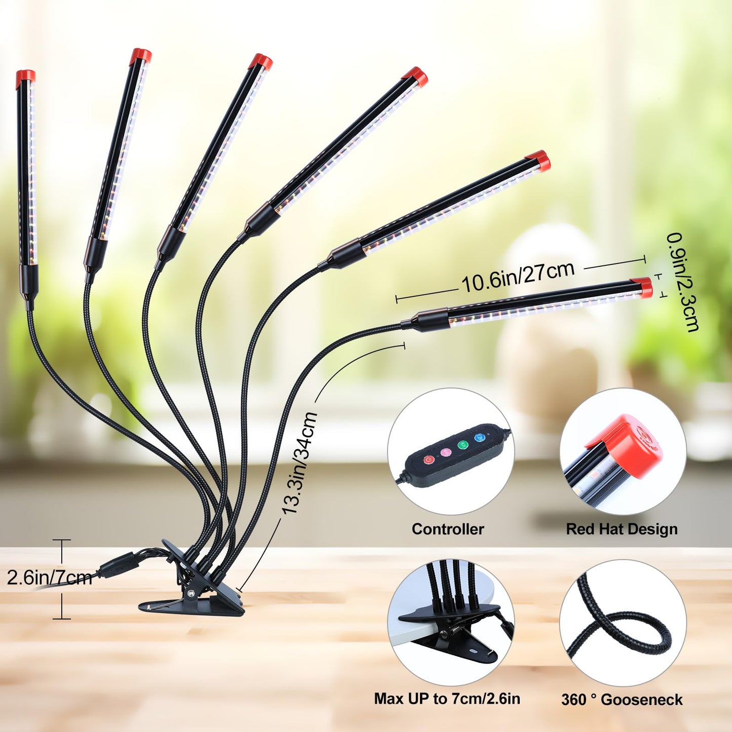 Gamechanger! 54W  Not 15W  6Head Strong Clip Grow Lights For Indoor Plants With Timer  Best Gift For Plants Lover  Led Plant Growing Lamp For Houseplants  Bonsai  Seed Starting  Seedlings  Veg  Flower