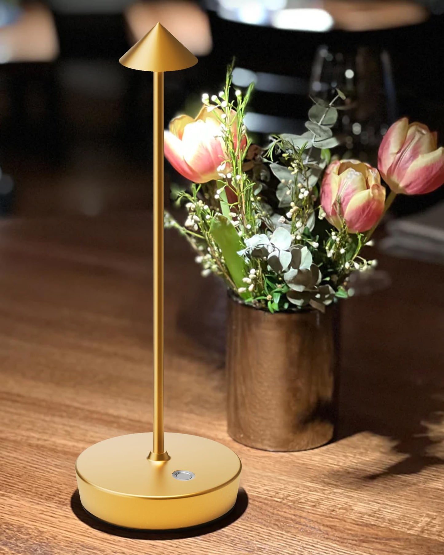 Shangcai Cordless Table Lamps Rechargeable  6000Mah Battery Operated Led Desk Lamp Outdoor Waterproof Portable Touch Dimmable Table Night Light For Patio Restaurant Dining Home Gold