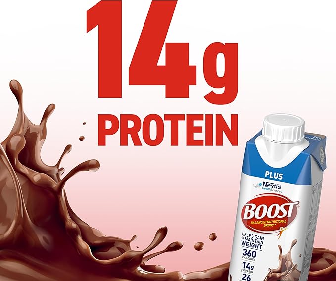 BOOST Plus Nutritional Drink, Rich Chocolate, 8 fl oz (Pack of 24)