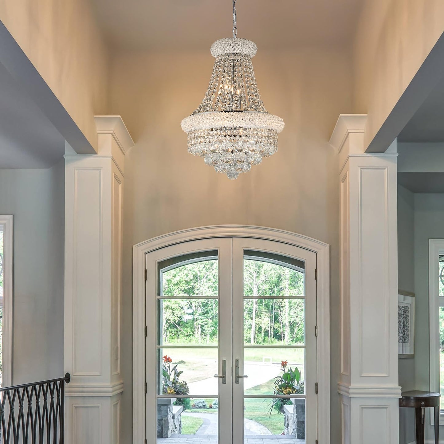 Crystal Chandeliers For Dining Room Light Fixtures Over Table  Empire Style K9 Crystal Chandelier For Living Room  6 Lights Chrome stylish Lighting Fixtures For Bedroom Kitchen Island Entryway D15 Inch