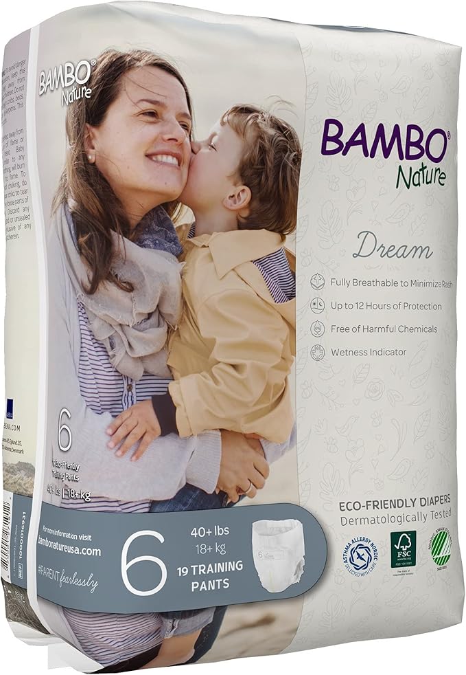 Bambo Nature Hypoallergenic Training Pants, Premium Eco-Labeled Training Pants, Totally Chlorine-Free, Skin Friendly - Size 6 (57 Count)