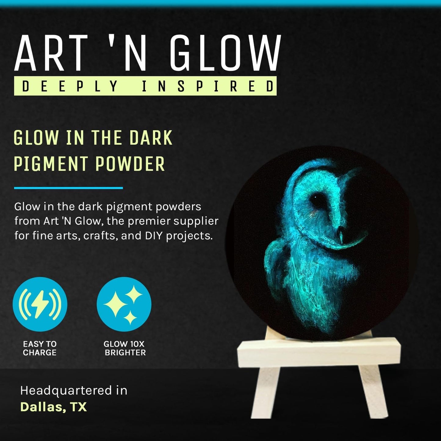 Glow in The Dark Pigment Powder - Neutral and Fluorescent Color for Art Painting, Fine Art, Nail Art Paint, and DIY Crafts - Long Lasting 10+ Color Options - Neutral Aqua - (1 Ounce/30 Grams)