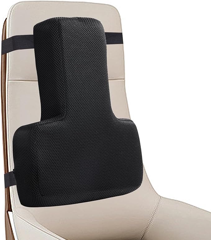 HOMBYS Lumbar Support Pillow for Office Chair-Seat Cushion for Back Support, Improved Sitting Posture and Upper/Lower Back Pain Relief for Desk Chairs, Car Seats and Airplanes (Black, 16"x12"x2")