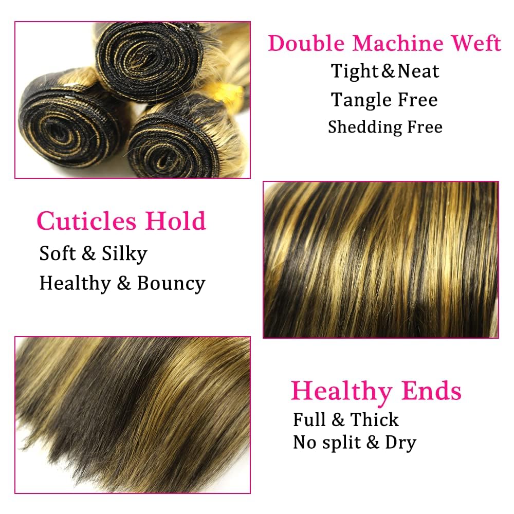 Lagalaga Bundles Human Hair 16 18 20 Inch Straight Wave Chocolate Brown P1B/27 Human Hair Bundles Unprocessed Brazilian Virgin H
