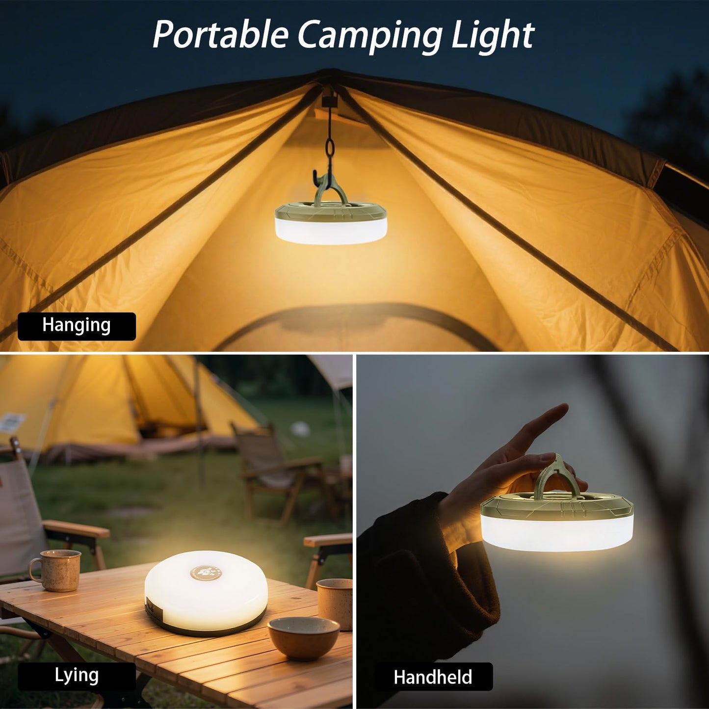 3-Pack Camping String Lights  4 In 1 Portable Camping Light Rechargeable  8 Lighting Modes  Usb Charging  Quick Storage  32.8Ft Waterproof Tent Lights String For Camping  Hiking  Yard  Christmas
