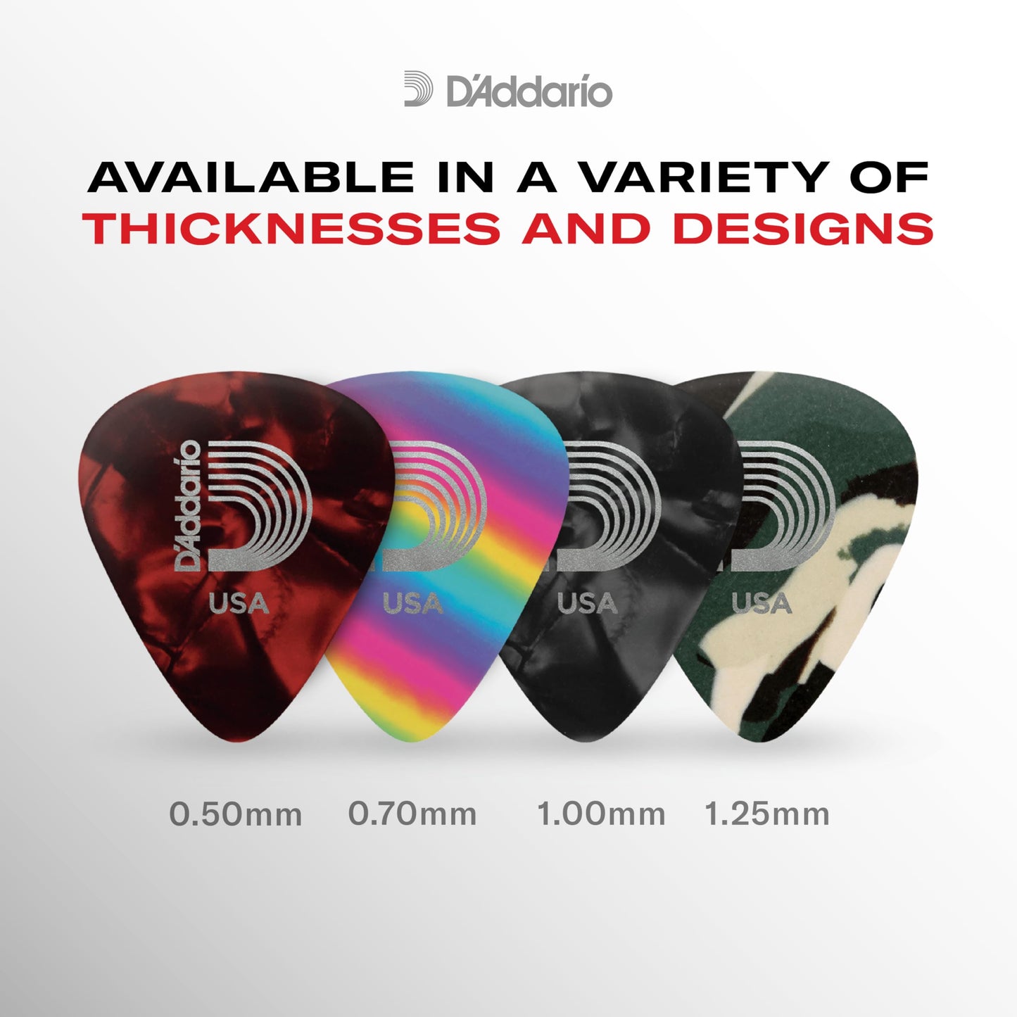Daddario Accessories Black Celluloid Guitar Picks, 10 Pack, Medium