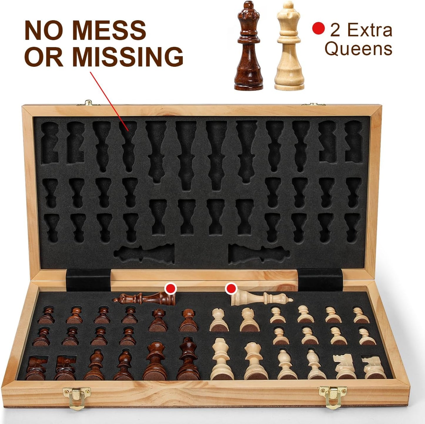 12 Inch Portable Travel Chess Set for Kids & Adults, Small Magnetic Wooden Chess Boards for Adults, Folding Chessboard Game for Kids