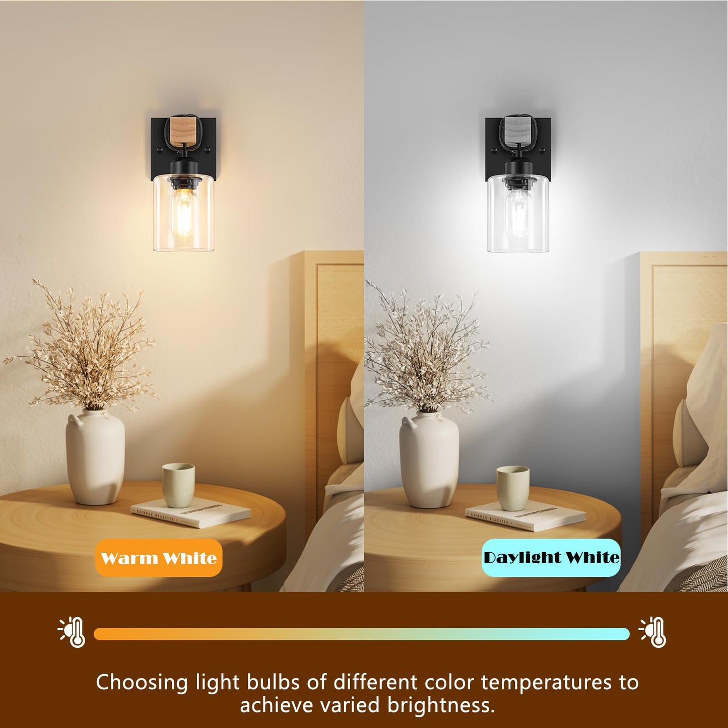 Licperron Set Of 2 Wall Sconces For Bathroom  Farmhouse 1-Light Matte Black Bathroom Vanity Light With Clear Glass Shades  Indoor Wall Mount Lighting Fixtures For Bedroom Living Room Mirror Kitchen