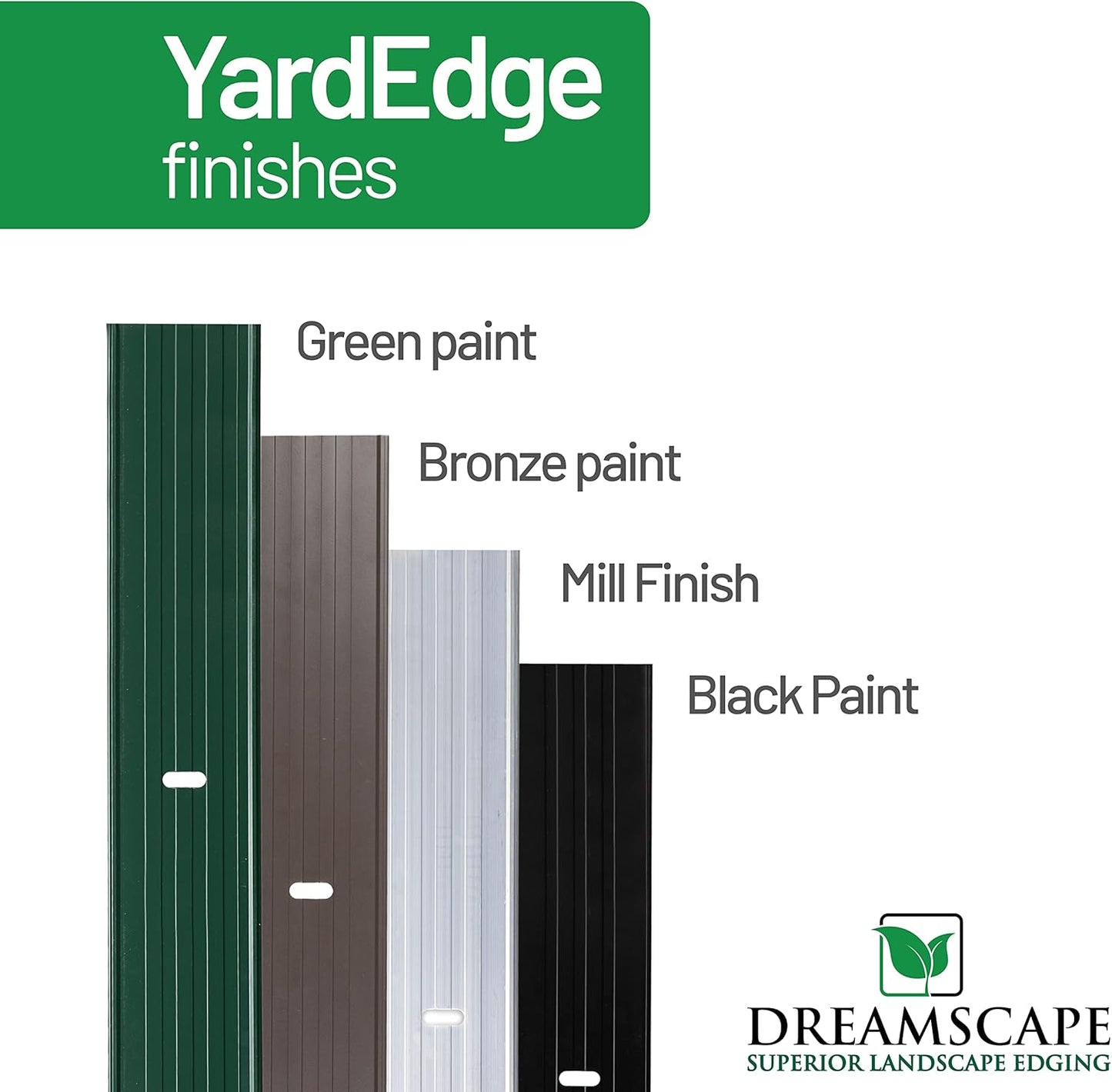 Dreamscape YardEdge Aluminum Landscape Edging - 4 Strips, 6ft Each (24ft Total), Green Duraflex Paint - Professional Quality Landscaping Border, Metal Divider for Lawn, Garden, Flowerbed