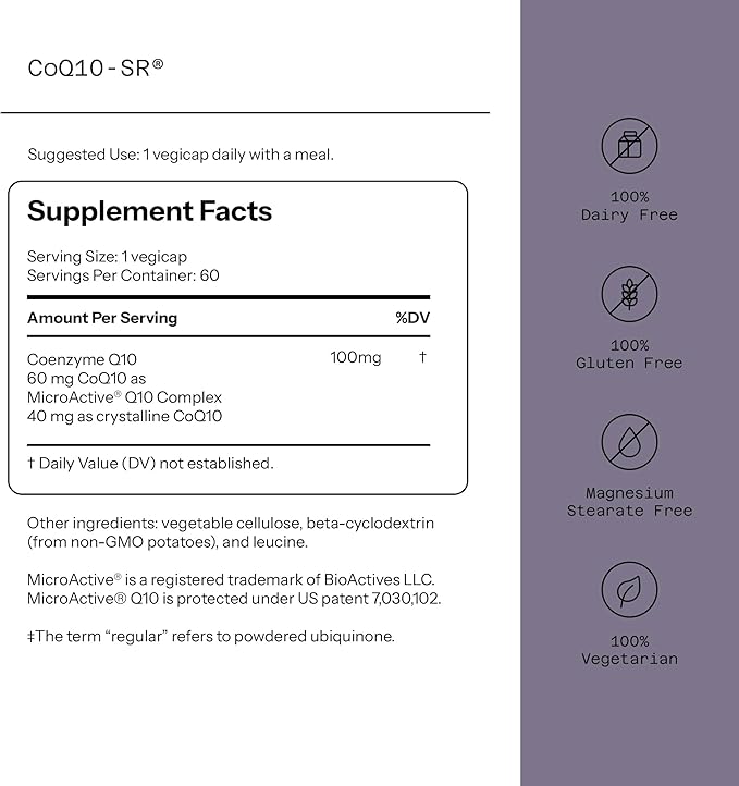 Powerful CoQ10 Supplement–Sustained Released MicroActive CoQ10 for Enhanced Absorption – 100mg of CoQ10 Per Capsule Supports Immune, Energy –60 Vegetable Capsules